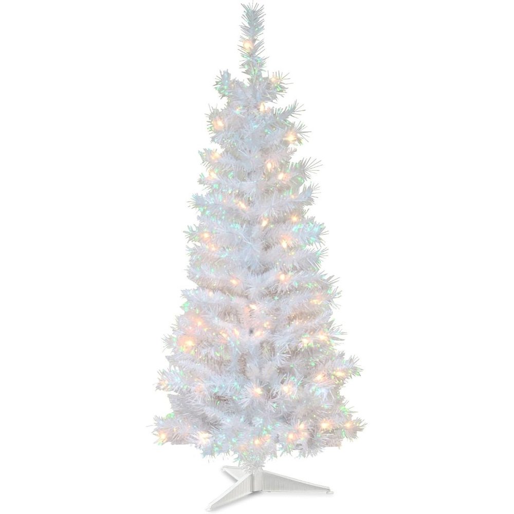 4 feet Artificial  White Lights Tinsel Christmas Tree Decor Includes Stand